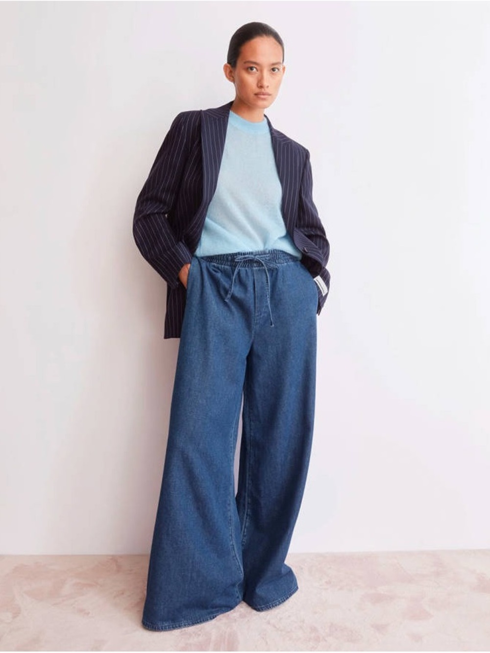 Armedangels Kelaani Airflow Wide Leg Denim Pants Organic Cotton XS $188